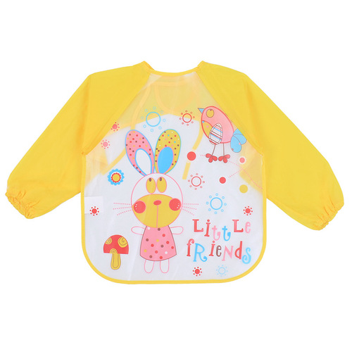 Baby eating smock, spring and autumn thin bib for boys and girls, waterproof baby reverse dressing, children's eva painting clothes