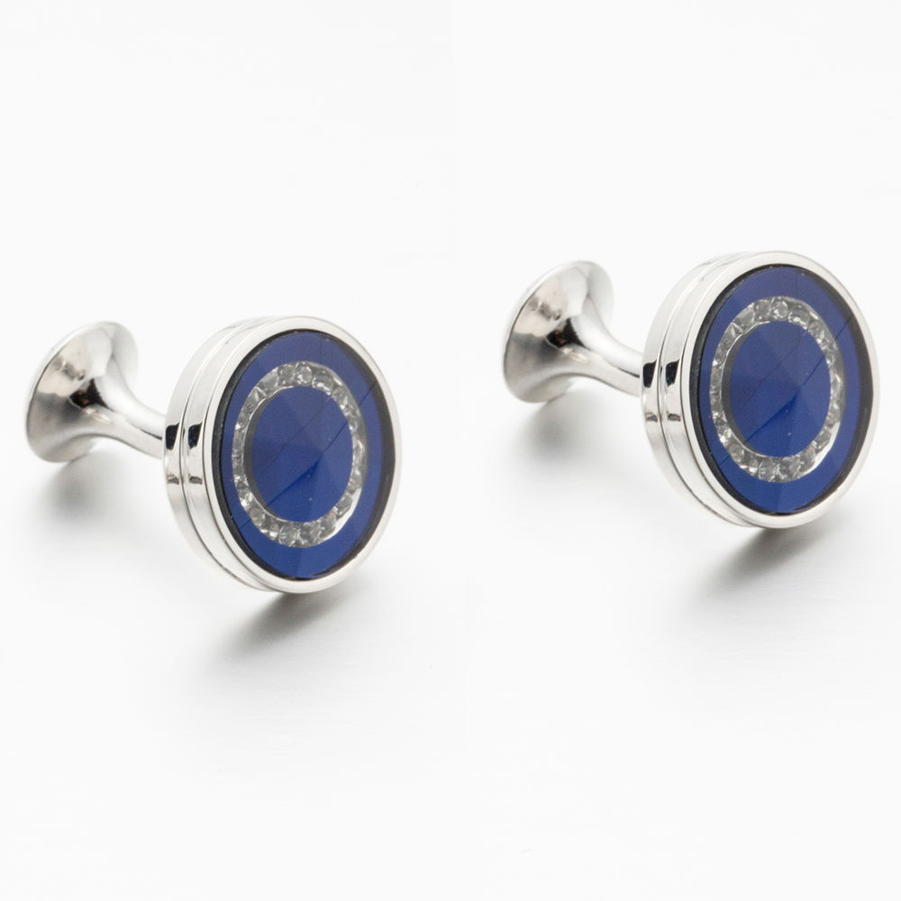Foreign trade round blue crystal cufflinks men's French shirt cuff nail high quality cufflinks 706