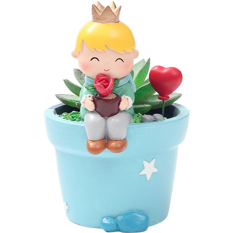 Chậu cây mọng nước hoàng tử bé hoạt hình, chậu mini để bàn, trang trí tiểu cảnh sân vườn (RG-77)