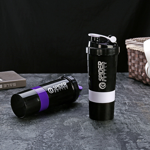 500ML Three-Layer Creative Protein Powder Shaker Cup Portable Fitness Sports Milkshake Cup Spring Spider Cup