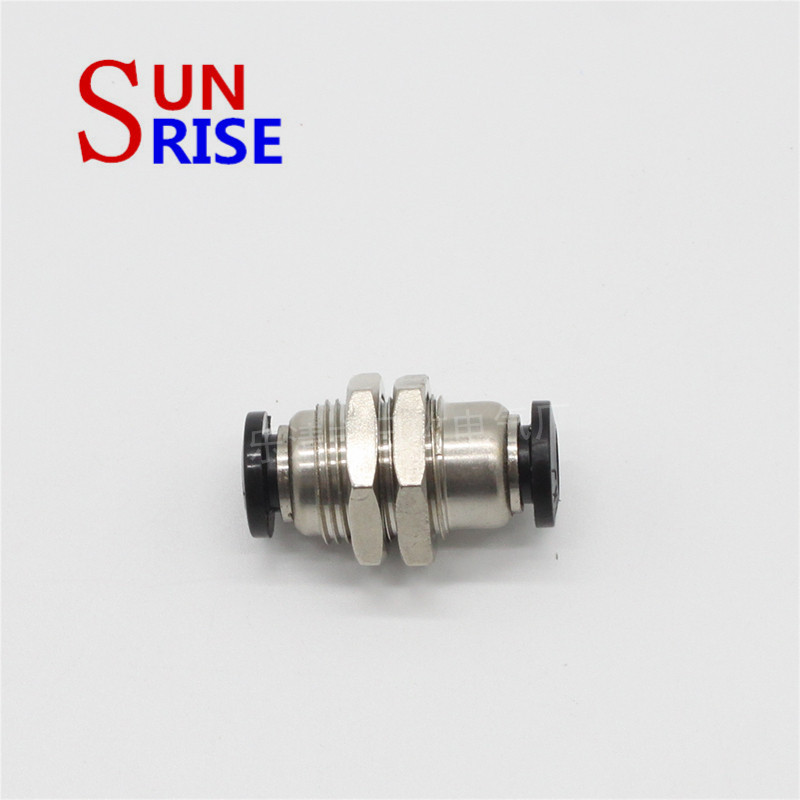 精品黑色气动快插接头隔板直通气管接头PM 气动快速接头