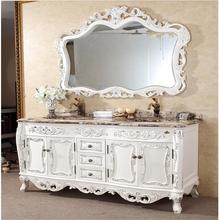厂家直销欧式浴室柜双盆橡木落地仿古洗手盆柜组合实木雕花卫浴柜