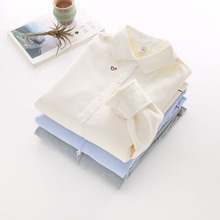 批发2024秋冬新款韩版清新比心刺绣加绒衬衫女长袖加厚保暖衬衣