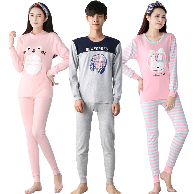 Ropa de otoño juvenil pantalones largos conjunto de ropa interior para niños medianos y grandes niños y niñas suéter de algodón niñas suéter línea conjunto de pantalones