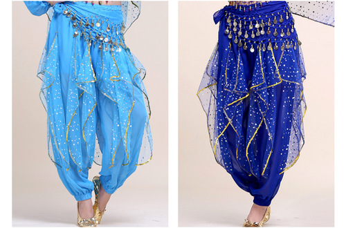 Belly dance new practice clothing bottoms large and small dot bead embroidered swivel pants Indian dance performance clothing bottoms for women