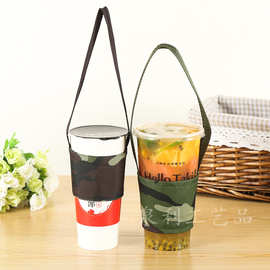 定做咖啡奶茶袋台湾热销棉布奶茶袋帆布手提饮料杯套可定制logo