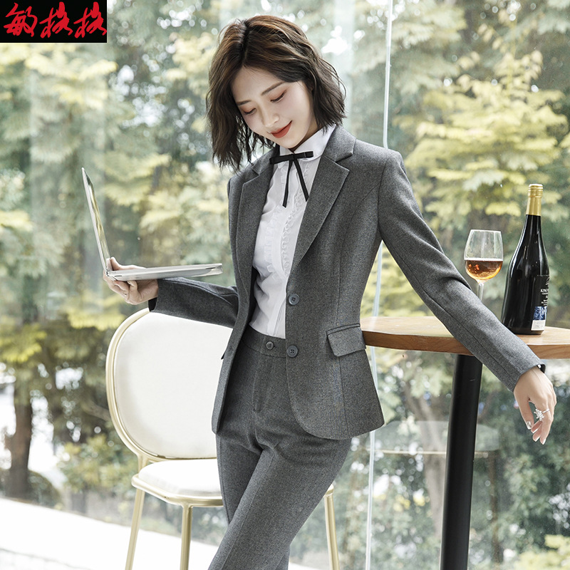 秋冬新款长袖职业装女套裙西装 韩版修身4S珠宝店前台酒店工作服
