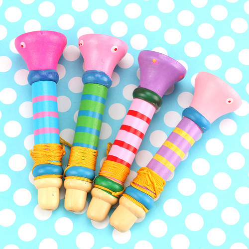 Wooden small trumpet colorful wooden whistling musical instrument infant educational early education gift trumpet children's toy