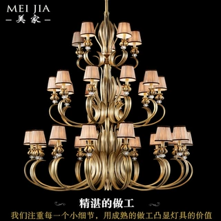 美式复式楼全铜吊灯欧式酒店别墅工程灯大厅客厅餐厅3层大吊灯具