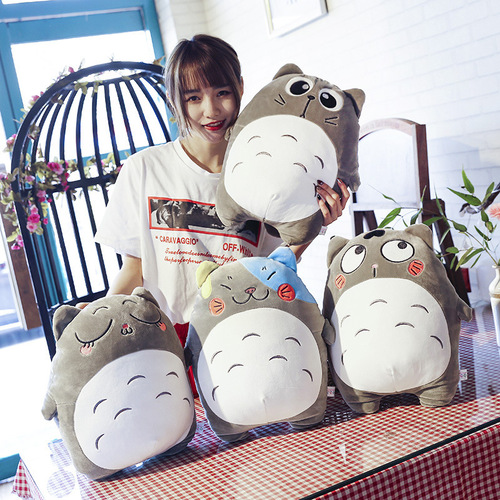 Cartoon Cute Creative Expression Totoro Pillow Down Cotton Plush Toy Doll Children's Sleeping Gift Wholesale