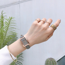 韩版网红ins风时尚小巧手表微商爆款森系小清新休闲复古方形女表