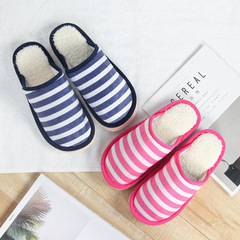 Winter indoor thick-soled, non-slip home slippers in Korean style—couples' warm slippers with foam soles
