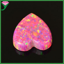 批发心形澳宝女式戒指欧珀指环裸石 玫红色平底桃心形合成火欧泊