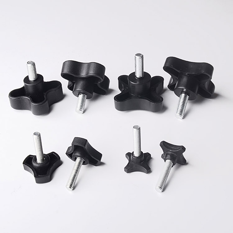 厂家供应五星胶头螺丝六星塑胶手拧螺丝办公家具光面尼龙手扭螺丝