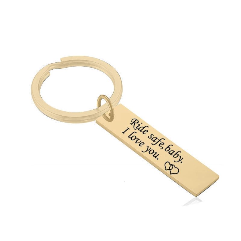 New Ride safe, baby I love you stainless steel keychain safety pendant electroplated gold
