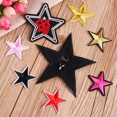 Embroidered patch with computerized stitching, stylish DIY pentagon leather motorbike badge for clothing and accessories.