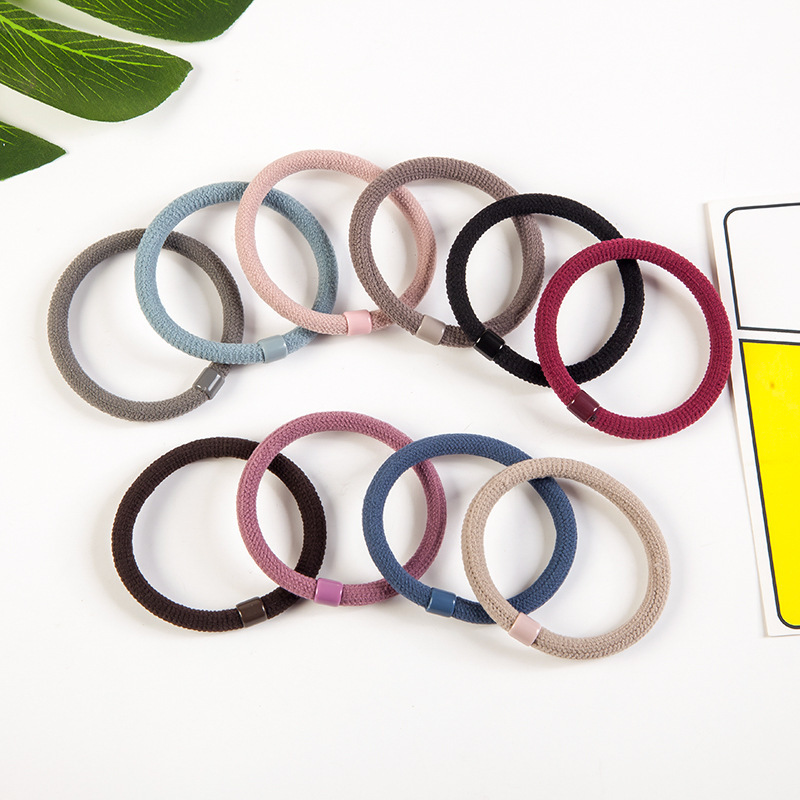 New Korean version of headdress strong pull continuous flocking rubber band hair rope basic hair ring two yuan shop wholesale New Korean version of headdress strong pull continuous flocking rubber band hair rope basic hair ring two yuan shop wholesale