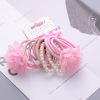 Children's hair accessory, cloth, hair rope from pearl, set, flowered