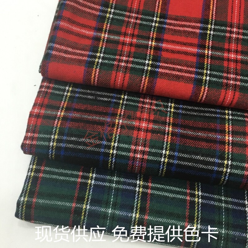 Christmas Plaid Flannel Shirt Fabric Pleated Skirt Shoes and Hats Luggage Fabric Polyester-Cotton Blended Yarn-Dyed Plaid Fabric