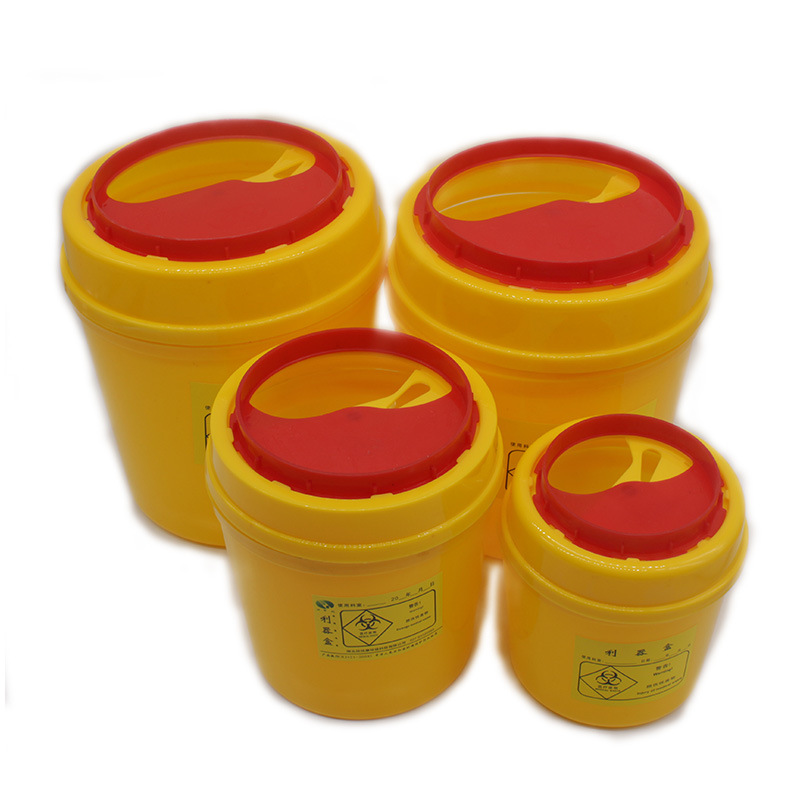 Caja redonda de instrumentos afilados residuos hospitalarios caja de instrumentos afilados instrumento afilado barril clínica aguja caja de tubo de la habitación sanitaria caja de la aguja bote de basura