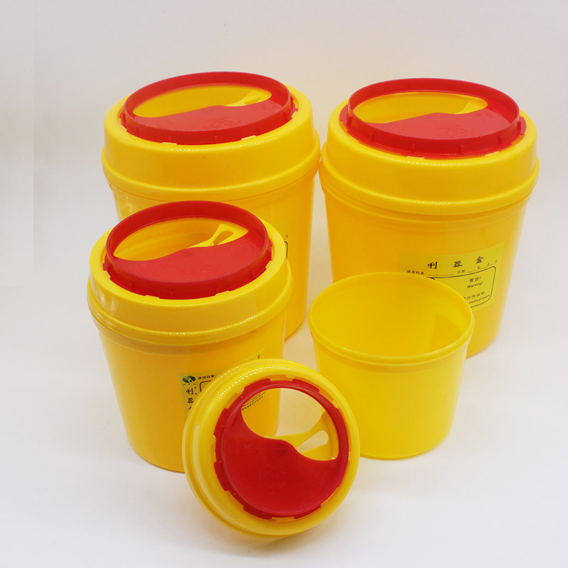 Caja redonda de instrumentos afilados residuos hospitalarios caja de instrumentos afilados instrumento afilado barril clínica aguja caja de tubo de la habitación sanitaria caja de la aguja bote de basura