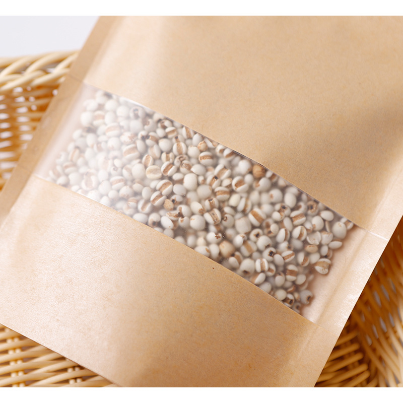 Todas las especificaciones engrosadas ventana esmerilada bolsa de papel Kraft autoadhesiva bolsa de autosellado semillas de melón de té bolsa de envasado de alimentos image 5