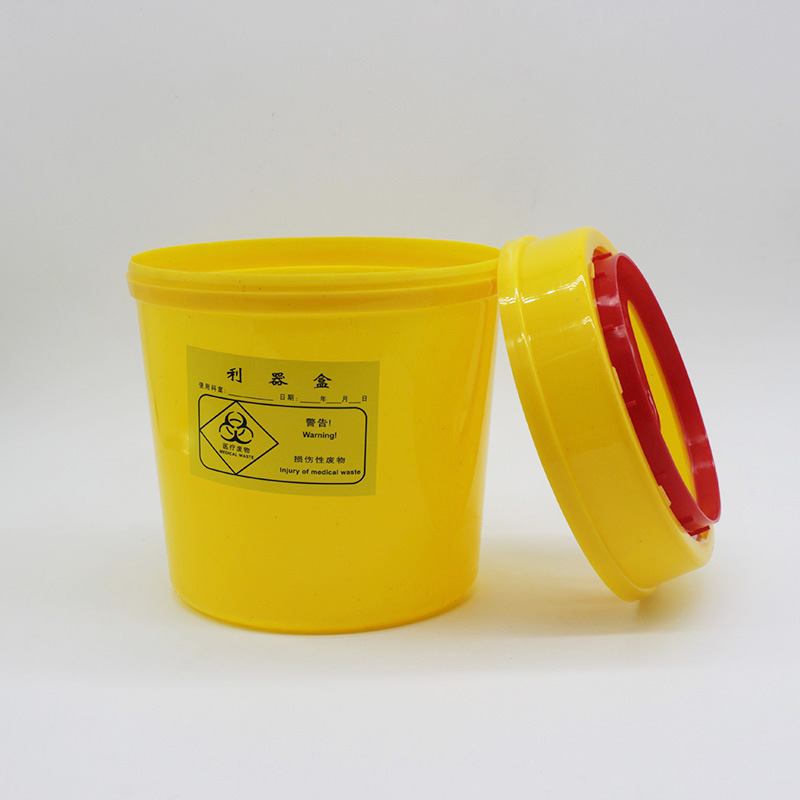 Caja redonda de instrumentos afilados residuos hospitalarios caja de instrumentos afilados instrumento afilado barril clínica aguja caja de tubo de la habitación sanitaria caja de la aguja bote de basura