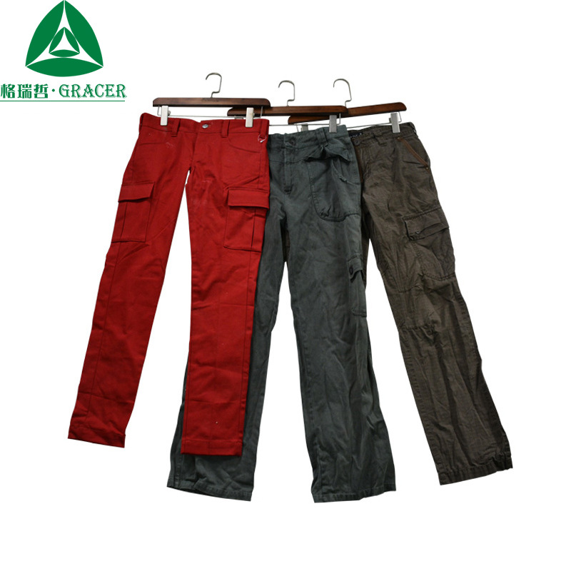 旧衣服旧服装库存清仓处理薄款宽筒休闲多袋裤混批赞比亚缅甸