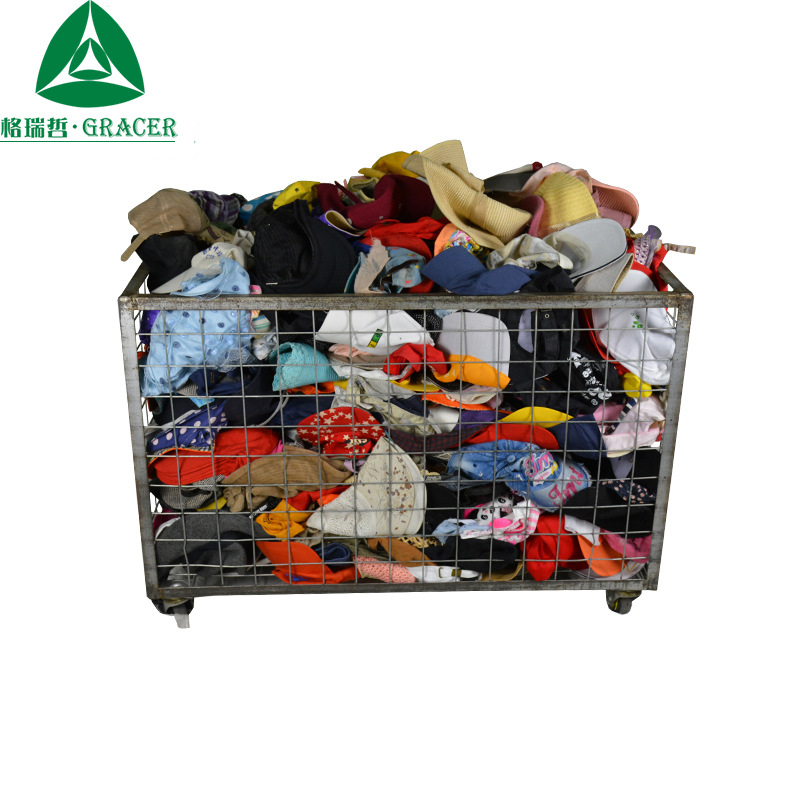 格瑞哲旧服装工厂旧帽整柜按斤混批 欧美帆布缎纹单色卷边渔夫帽