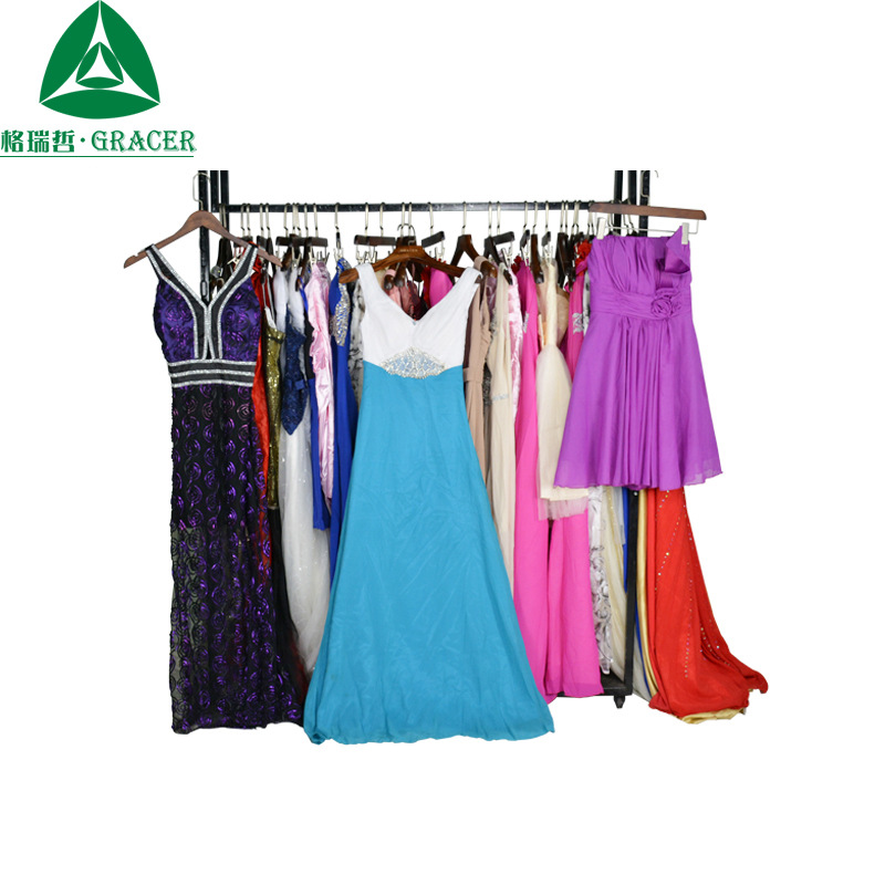 跨境货源出口泰国 夏季二手旧衣服长款蕾丝婚纱高档晚礼服伴娘服