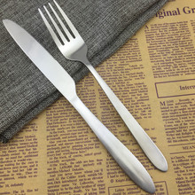 批发不锈钢餐具  不锈钢牛排刀叉勺 意面叉 光柄刀叉可加印LOGO