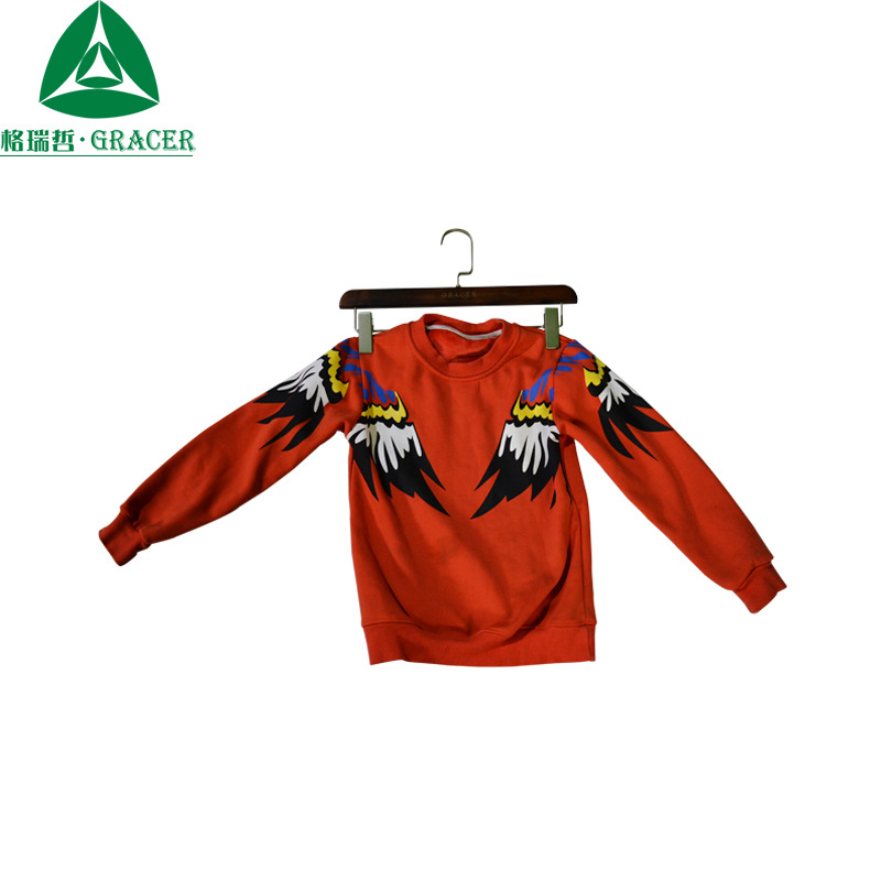 旧服装衣服清仓处理A51-4 纯棉印花翅膀长袖套头童装卫衣杂款批发