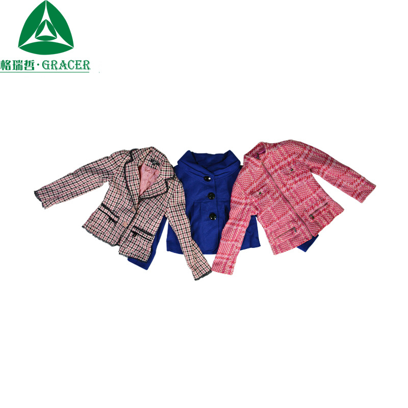 旧服装直供非洲 中东 双面呢羊毛圆领斗篷宽松牛角扣毛呢外套女