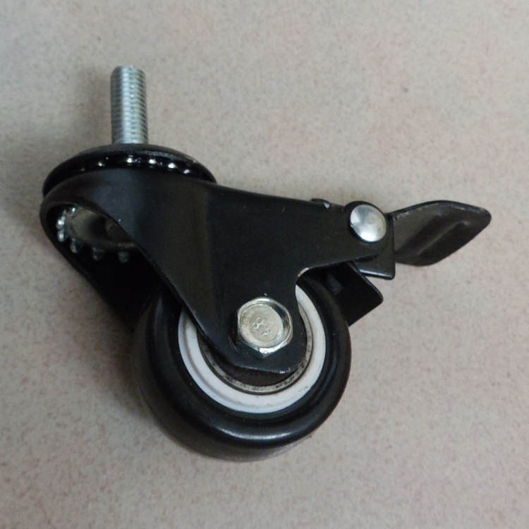 2寸丝杆刹车万向轮 M10金钻丝杆刹车万向轮 电泳漆刹车万向轮