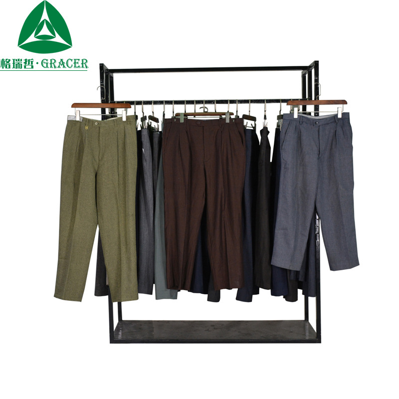 旧衣服直销南美 男秋季修身长裤弹力小脚韩版潮流商务西裤