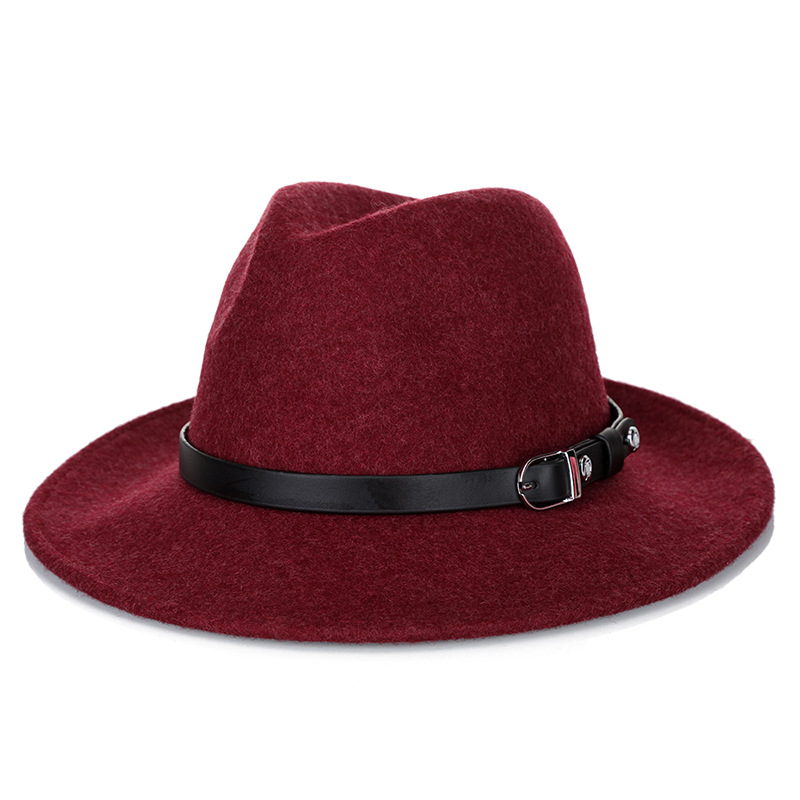 Sombrero de otoño e invierno sombrero de copa de lana pura Sombrero de jazz británico Moda transfronteriza europea y americana plana neutra · Ala · sombrero de fieltro