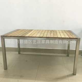 304不锈钢柚木桌子休闲桌椅餐厅简约现代家具3长方形餐厅家具