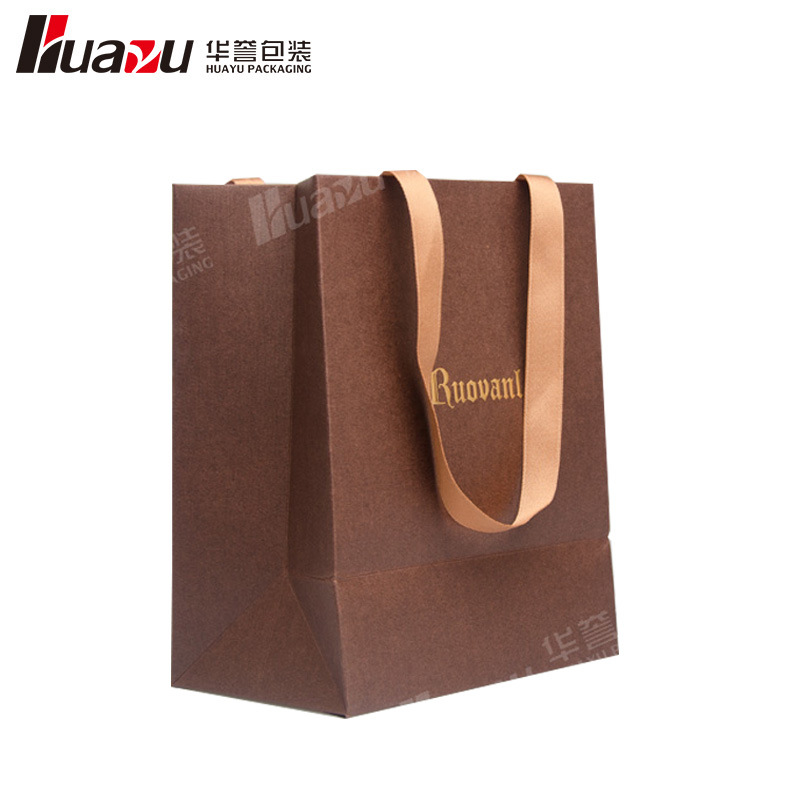 珠宝首饰手提袋 深咖色宽丝带礼品袋logo烫金玉器DIY通用包装纸袋