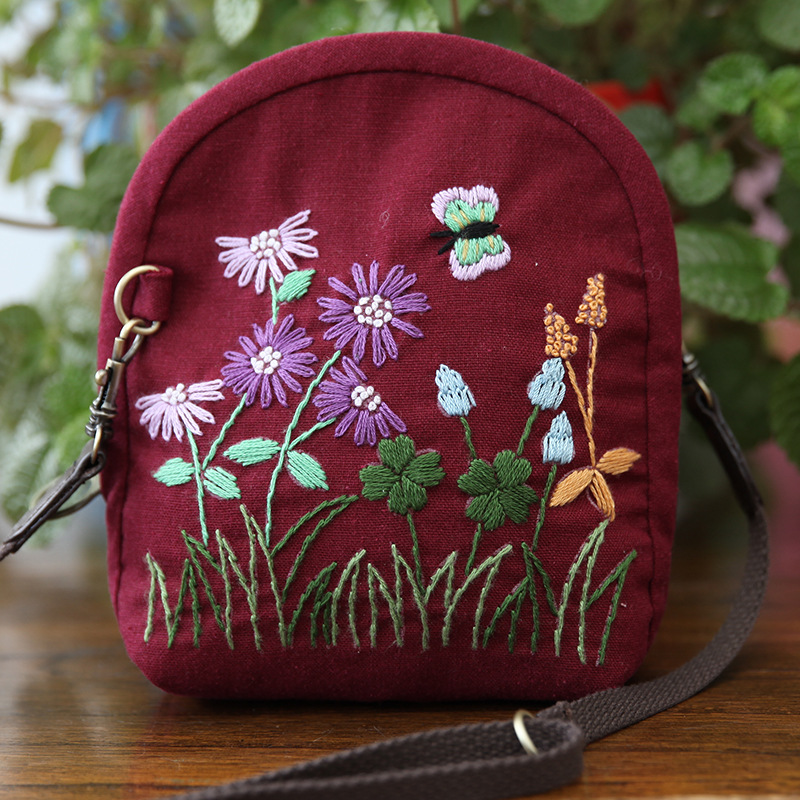 Jinhao bordado hecho a mano DIY material bolsa tela bordada mensajero bolsa de almacenamiento de producción creativa bolsa de cosméticos