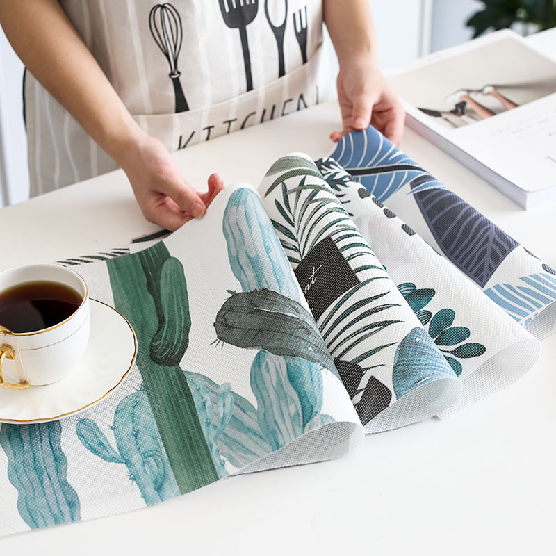 Shanen Nordic pintura de tinta PVC mantel estera de aislamiento pintura decorativa estera de la tabla creativa comida Occidental tazón de fuente estera de la placa