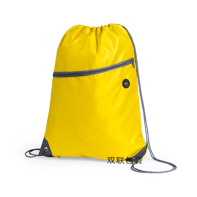 涤纶耳机口拉链束口袋健身马拉松赛事拉链抽绳背包尼龙拉绳收纳袋