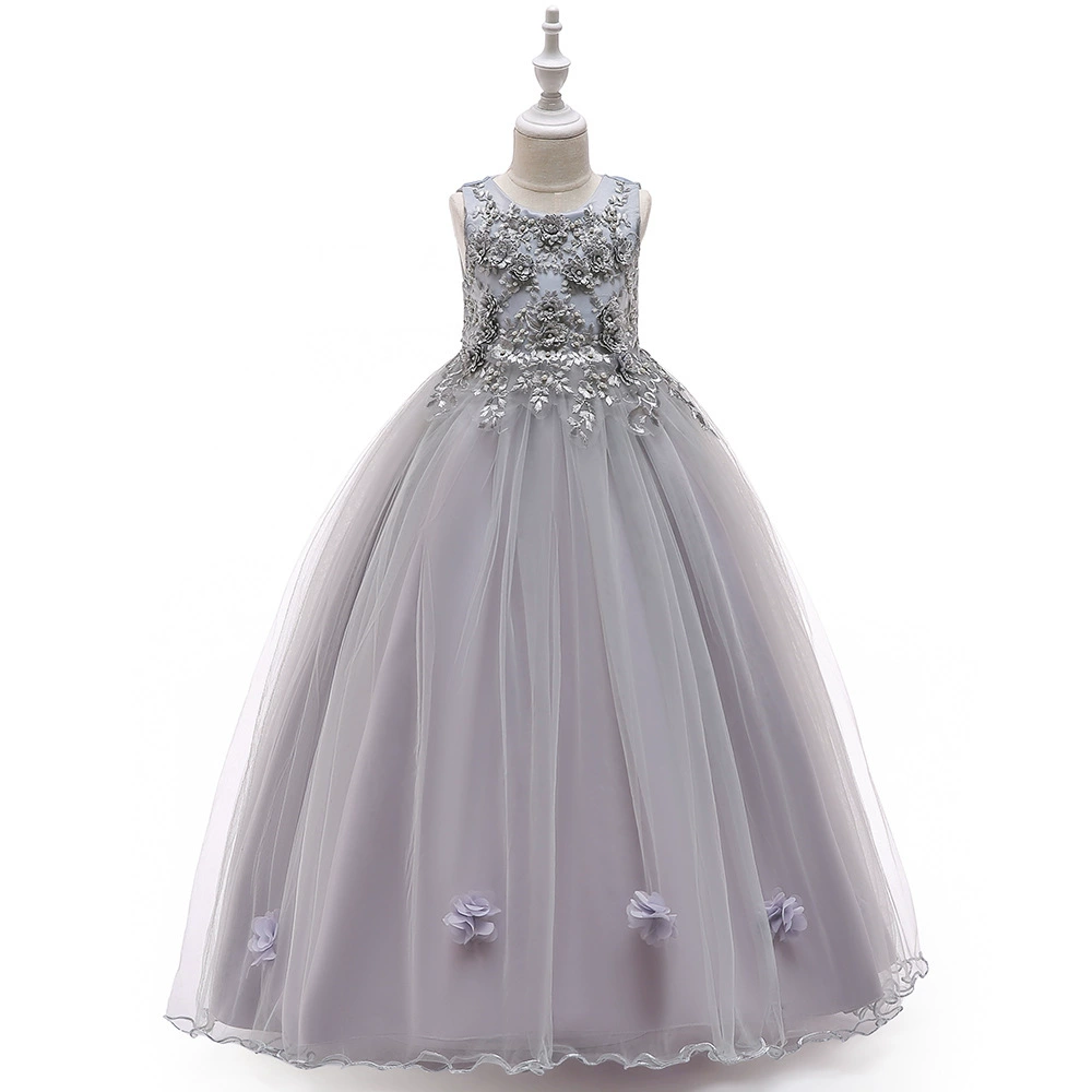 Princess evening dress LP-212, girls sleeveless long wedding gown, European style, sizes 120–170 cm