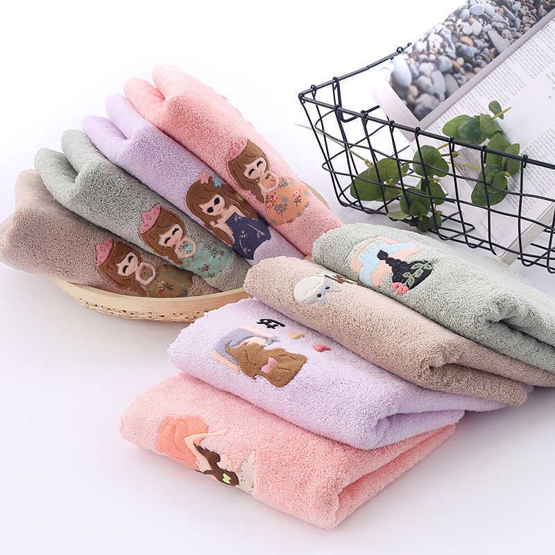 Coral Fleece Towel with Cartoon Patch for Girls, Absorbent, Suitable for Beauty Salons, Hair Salons, and Home Use, Wholesale Nano-Fiber Hair Towel Coral Fleece Towel with Cartoon Patch for Girls, Absorbent, Suitable for Beauty Salons, Hair Salons, and Home Use, Wholesale Nano-Fiber Hair Towel