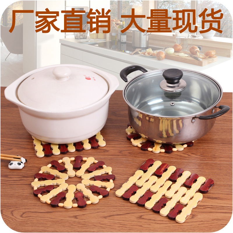 14*15cm 사각 대나무 매트 16cm 원형 대나무 속이 빈 코스터 플레이스매트 베스트셀러 대나무 단열 매트 보울 매트