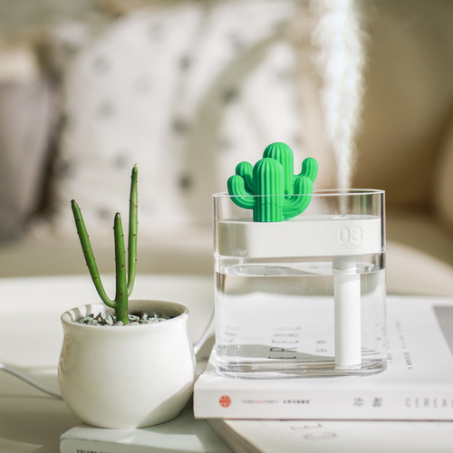 Sanhuo Cross-border View 319 Transparent Cactus Mini USB Humidifier Night Light Office Desktop Creative Gift