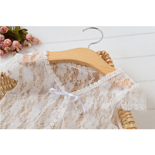Lace Half-Sleeve Blouse for Girls, Summer Short-Sleeve Open Top, Thin Cardigan, Crossbody Style, Versatile Shoulder Cover for Girls