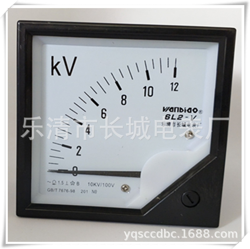 长城电表厂 6L2-V 12KV (10K/100V) 交流指针电压表 80*80