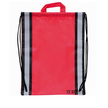 无纺布夜光反光条抽绳袋荧光拼接拉绳背包手提反光布束口收纳袋