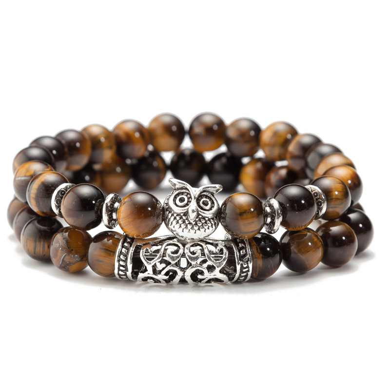 AliExpress Explosions Multi-color Optional Owl Natural Stone Bracelet Foreign Trade Hot Selling Set Bracelet E-Commerce Supply