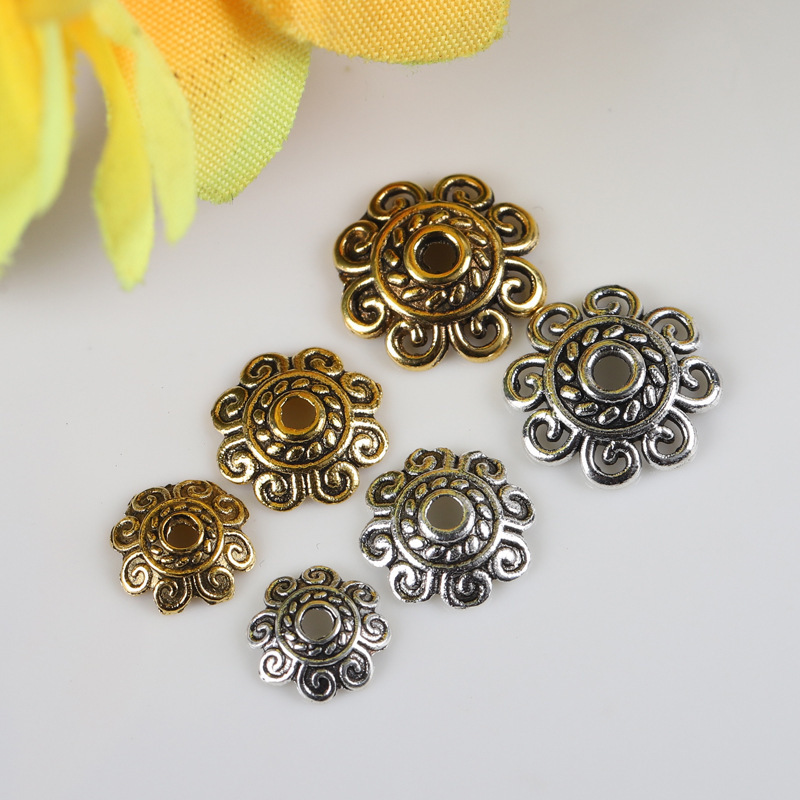 Crystal DIY Xizang silver accessories Xizang silver flower holder flower cap semi-finished products pendant earrings jewelry accessories